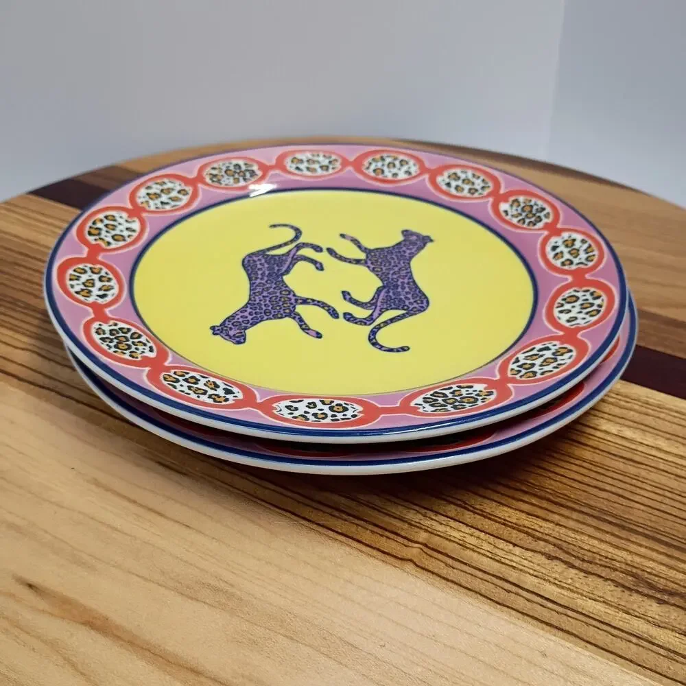 Anthropologie Leopards Dessert Side Plate (Set of 2, Rare)